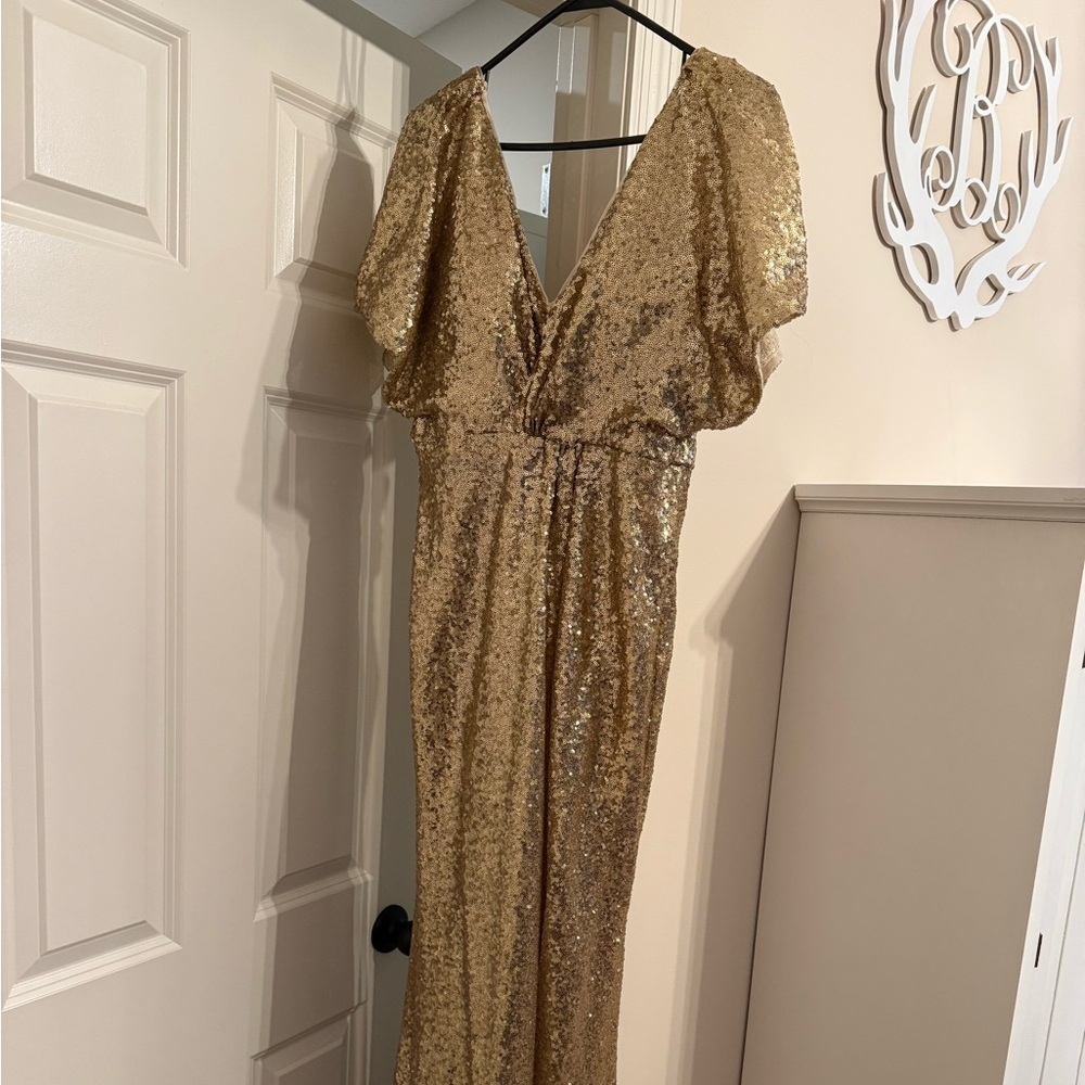 Gold Sequin Bridesmaid/Prom Dress